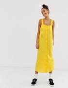 Noisy May Button Cami Maxi Dress-yellow