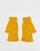 Asos Design Fingerless Gloves In Recycled Polyester In Mustard-yellow
