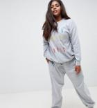 Asos Design Curve Lounge City Oversized Joggers - Gray