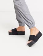 Asos Design Focused Flatform Sliders In Black