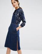 Vero Moda Marika Denim Below Knee Dress - Blue