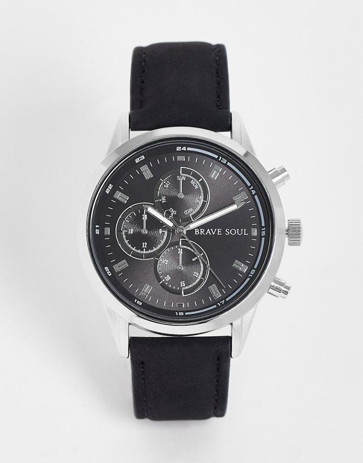 Brave Soul Chunky Watch With Multi-dial Face In Black