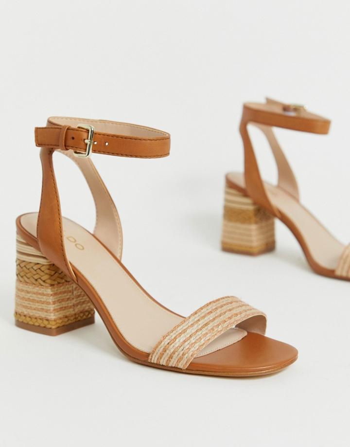 Aldo Gweilian Woven Block Heeled Sandals In Tan - Tan