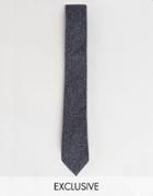 Heart & Dagger Tie In Herringbone - Navy