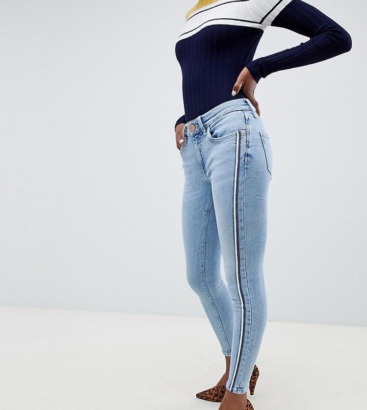 River Island Petite Amelie Skinny Jeans In Light Wash - Blue