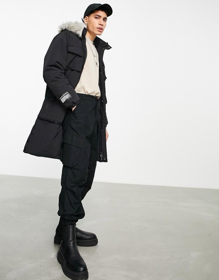 The Couture Club Longline Parka Coat In Black