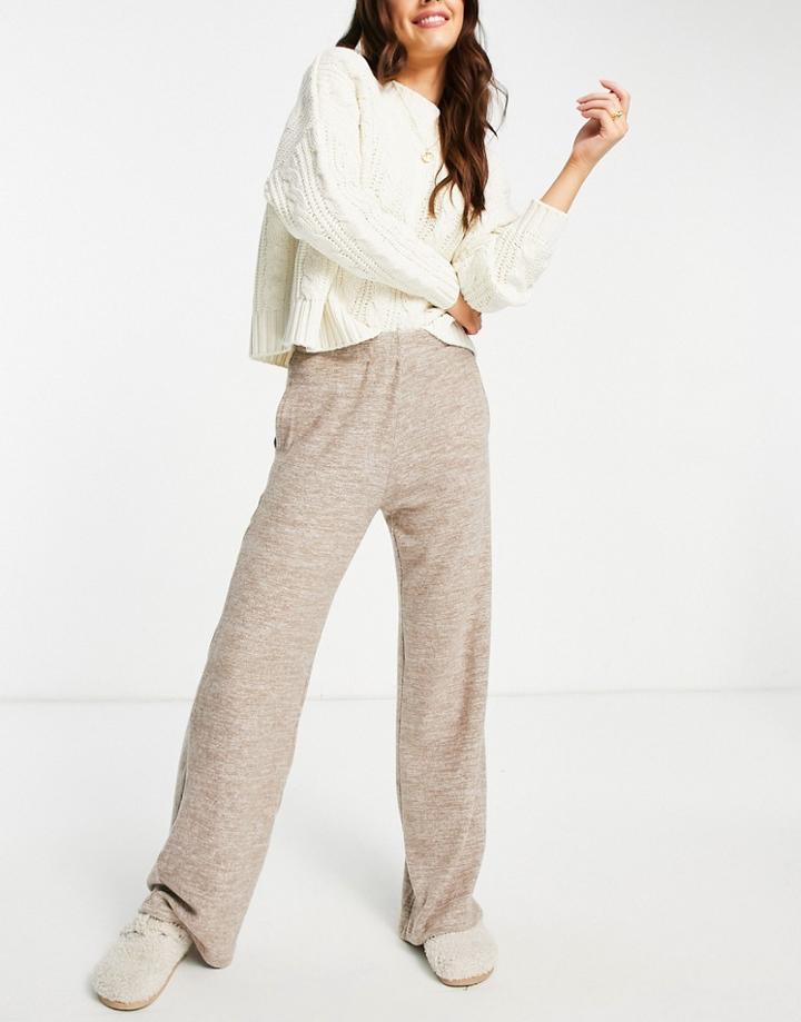 Vero Moda Wide Leg Knit Pants In Beige - Part Of A Set-neutral