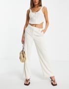 Vero Moda Aware High Waisted Tailored Pants In Cream - Part Of A Set-white