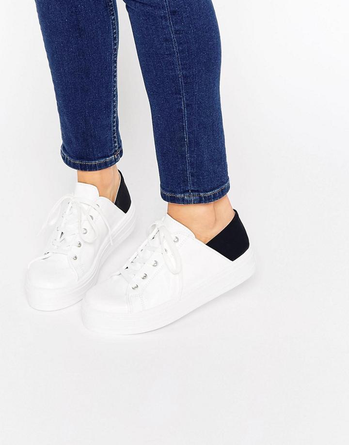 Asos Downtown Lace Up Flatform Sneakers - Mono