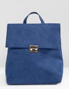 New Look Square Folderover Backpack - Blue