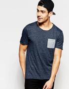 Selected Homme T-shirt With Contrast Pocket - Navy