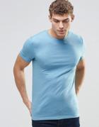 Asos Muscle T-shirt With Crew Neck In Blue Marl - Adriatic Blue Marl
