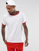 Asos T-shirt With Contrast Ringer In White - White