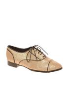 Asos Magical Glitter Lace Up Flat Shoe - Gold