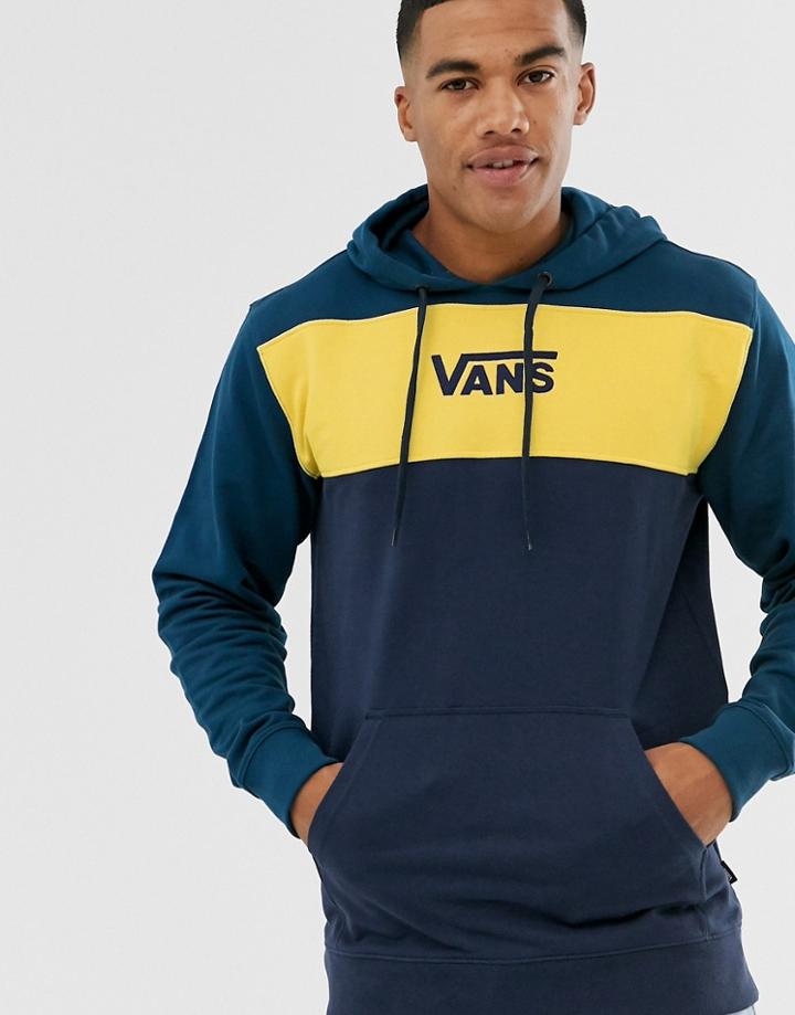 Vans Color Block Hoodie In Navy/yellow