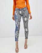 Asos Design Whitby Low Rise Skinny Jeans In Snake Print - Multi