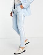 Asos Design Super Skinny Tuxedo Suit Pants In Pastel Blue