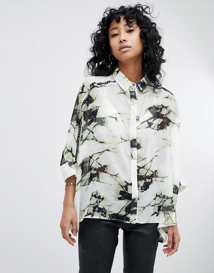 Religion Oversized Shirt In Shatter Print - White