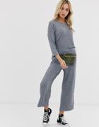 Jdy Wide Leg Rib Pants In Gray