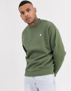 Asos Design Oversized Sweatshirt With Triangle In Khaki-green