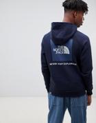The North Face Raglan Red Box Hoodie In Navy - Navy