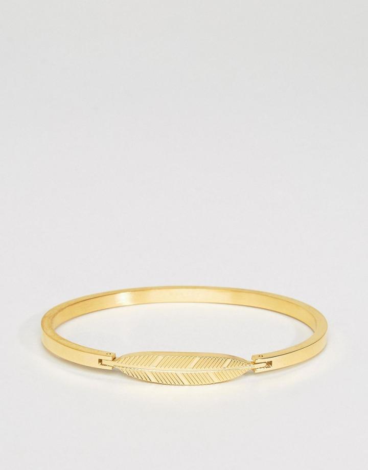 Mister Axle Feather Bangle Bracelet In Gold - Gold