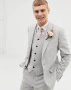 Asos Design Wedding Skinny Suit Jacket In Ice Gray Wool Mix Texture