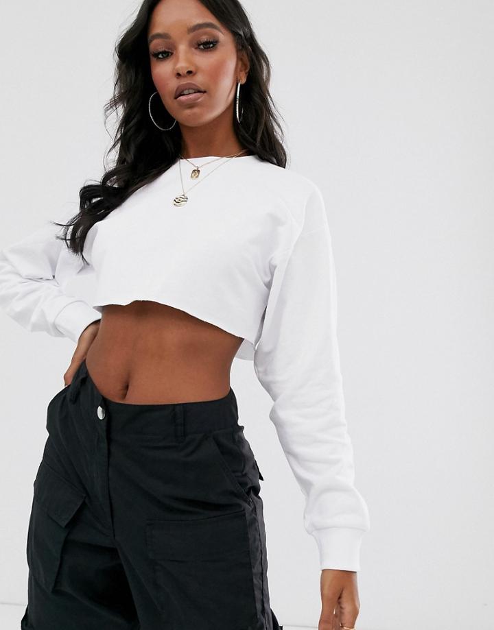 Asos Design Super Crop Sweat In White