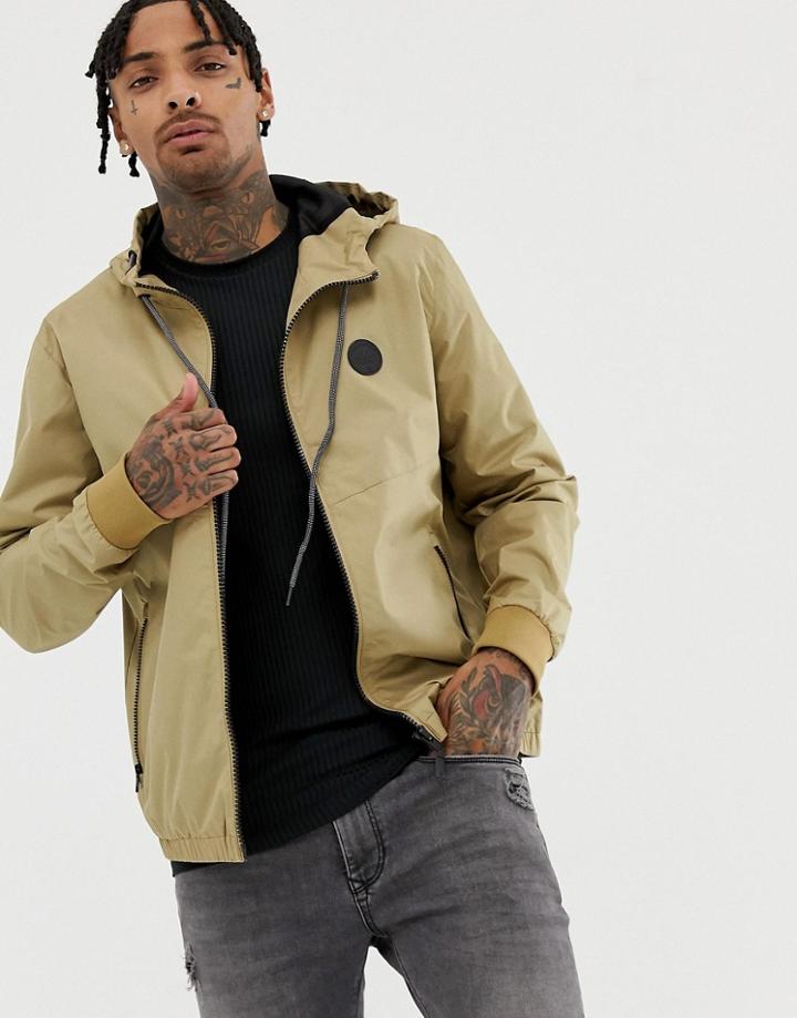 Blend Lightweight Hooded Jacket In Tan - Brown