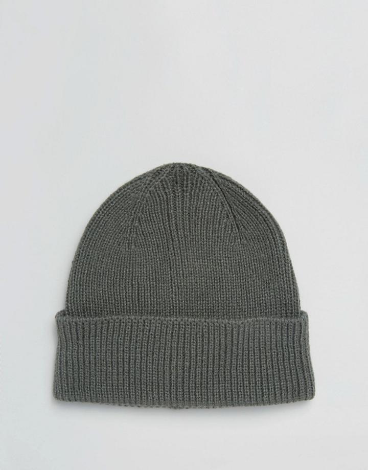 Asos Fisherman Beanie In Gray - Gray