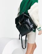 Topshop Box Pu Backpack With Clip Fastening-black