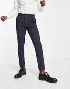 Jack & Jones Premium Slim Suit Pants In Blue Check-navy