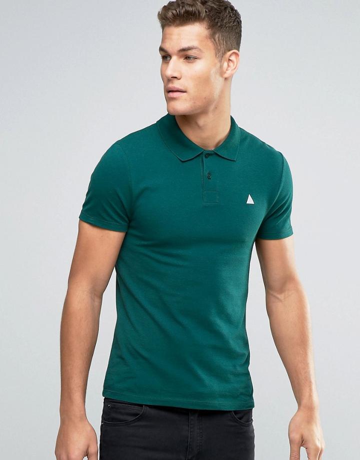 Asos Muscle Pique Polo Shirt With Logo In Green - Swamp