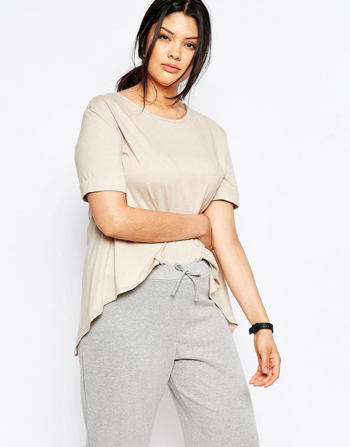 Pink Clove Lounge Dip Hem Tee - Beige
