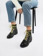 New Look Contrast Lace Hiker Flat Boot - Black
