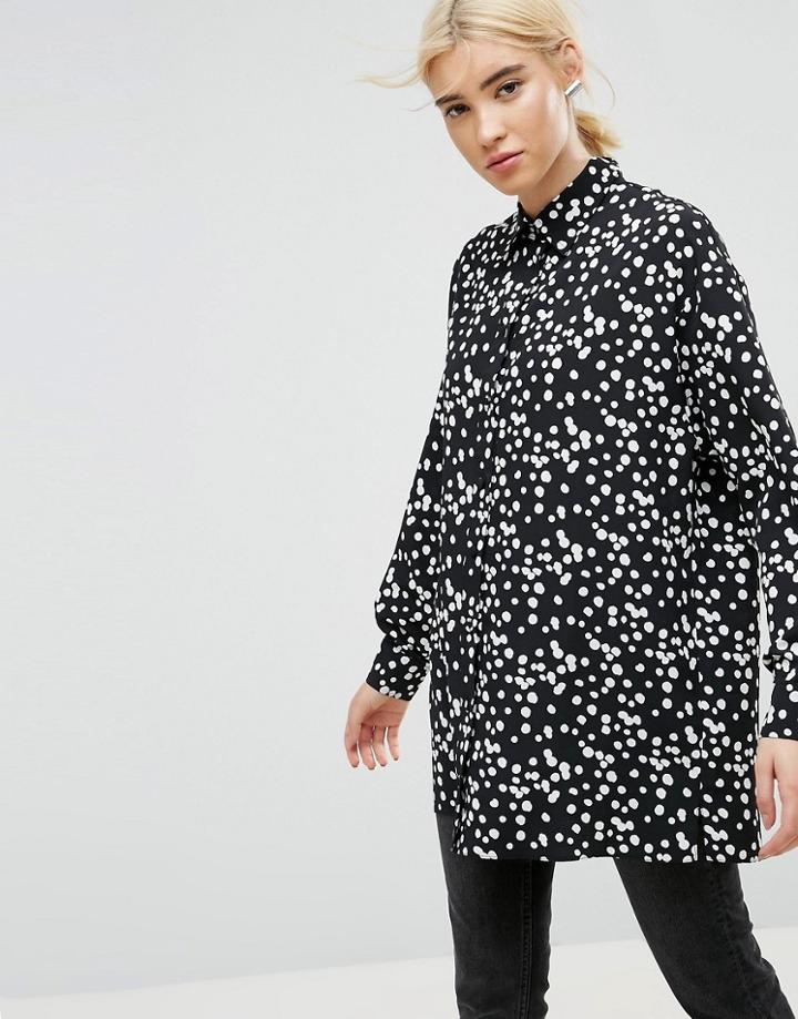 Asos Oversized Blouse In Spot - Multi