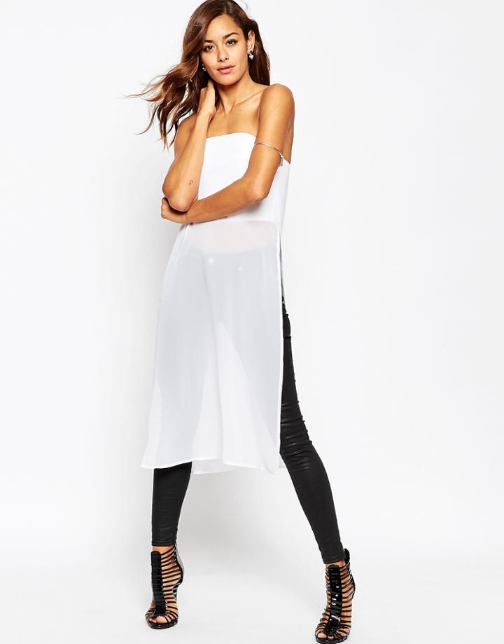 Asos Structured Bandeau With Sheer Maxi Detail - Ivory