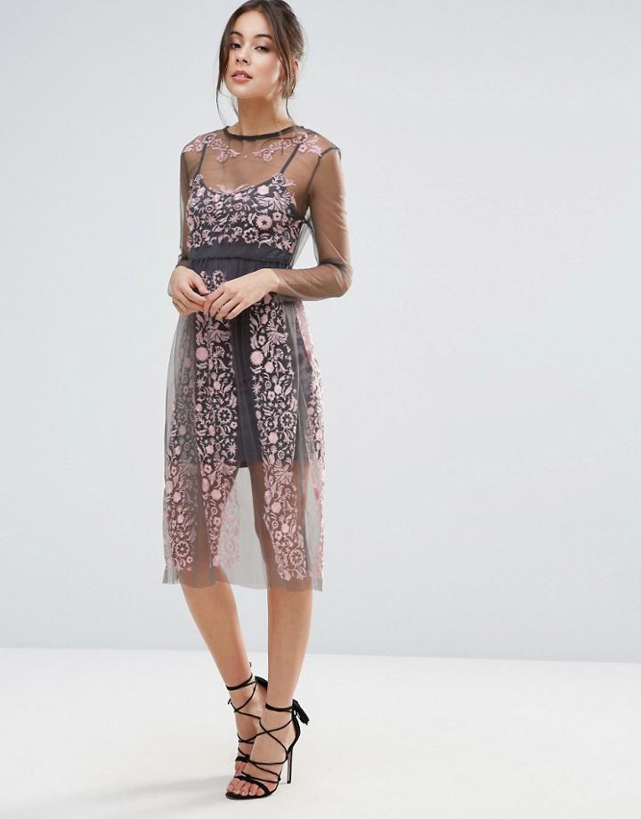Little White Lies Stargazer Embroidered Dress - Pink