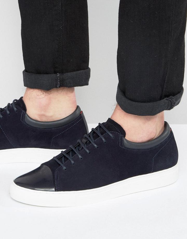 Hugo By Hugo Boss Casual Toe Cap Sneakers - Navy