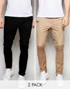 Asos 2 Pack Super Skinny Chinos Save 15%