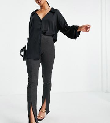 4th & Reckless Petite Split Front Pants In Gray-black