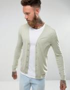 Asos Muscle Fit Cardigan In Light Green - Green