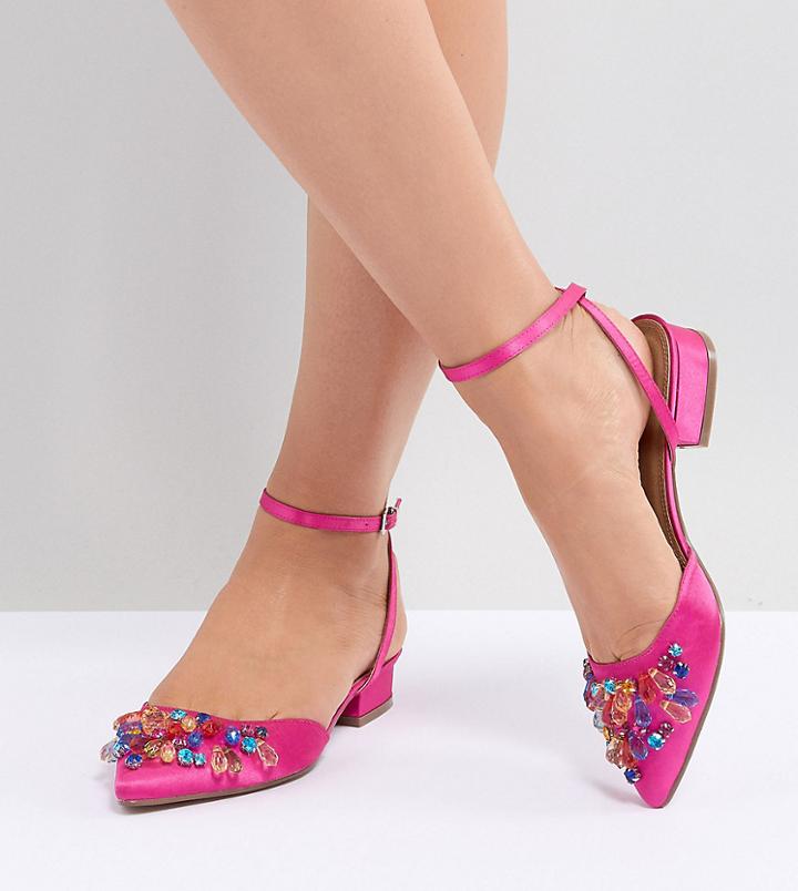 Asos Design Love Lock Wide Fit Embellished Ballet Flats - Multi