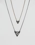 Icon Brand Geometric Matte Black Necklaces In 2 Pack - Black