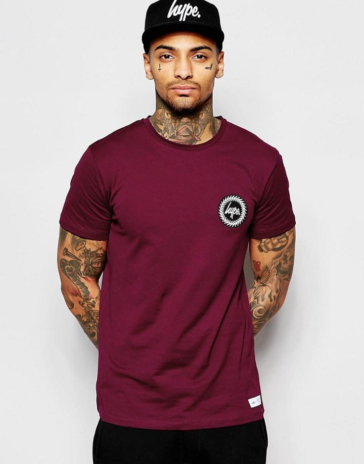 Hype T-shirt With Crest Logo - Burgundy