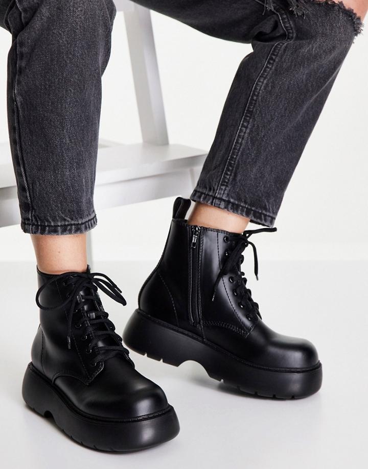 Asos Design Alter Lace Up Boots In Black