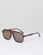 Ted Baker Tb1504 200 Ervin Aviator Sunglasses In Burgundy - Red
