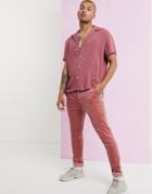 Asos Design Skinny Fit Cord Pants In Pink