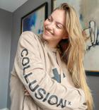 Collusion Unisex Logo Hoodie In Brown