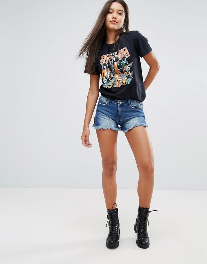 Missguided Side Split Denim Shorts - Blue